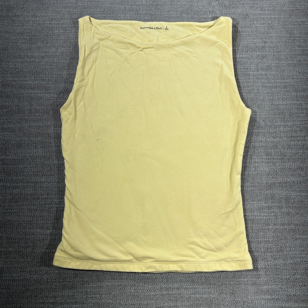 Abercrombie & Fitch Tank Top Women Small Yellow Good Boat Neck Slim Fit Solid